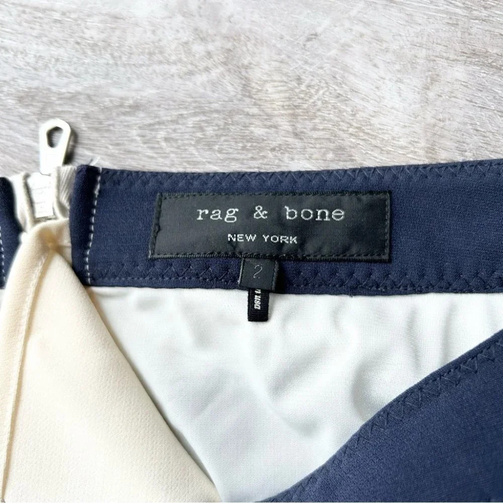 Rag & Bone Navy Ivory Contrasting Colour Midi Skirt - Picture 4 of 11